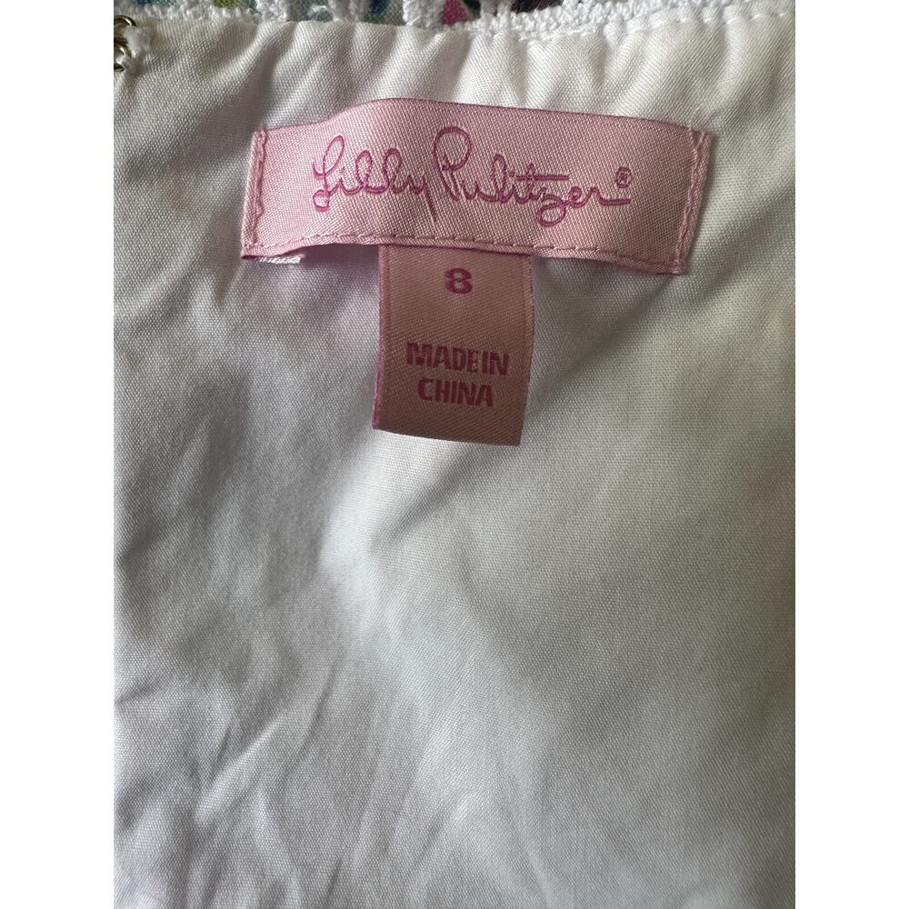 Lilly Pulitzer Brynn Strapless Dress Lobsters In Love Razz Crochet Shift Size 8 - Picture 10 of 16